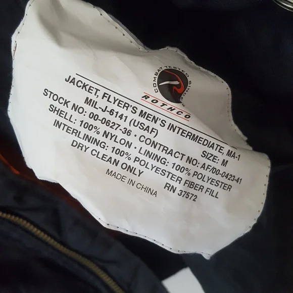 🌙Custom Rothco MA-1 Bomber Jacket Security Patches